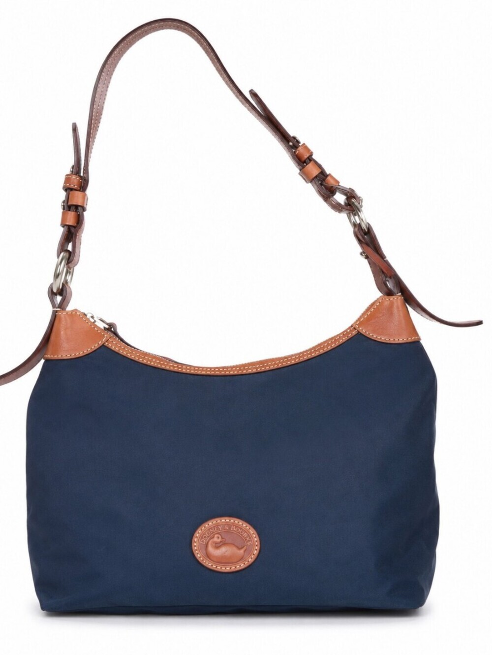 Dooney & Bourke Navy Nylon Leather Trim Hobo Shoulder Bag
